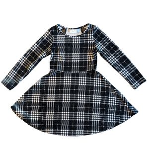 CHILDREN'S PLACE | Girls Black and White Jacquard Plaid Dress Size M (7-8)